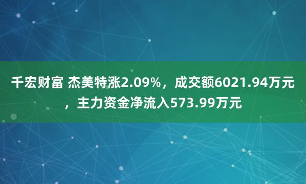 千宏财富 杰美特涨2.09%，成交额6021.94万元，主力资金净流入573.99万元